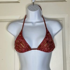 Orange with patterns bikini top